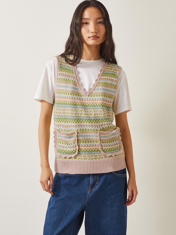 Monsoon Fawn Fair Isle Scallop Tank Top - Bild 1 von 5 Monsoon Fawn Fair Isle Scallop Tank Top - Bild 1 von 5