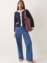 Monsoon Blue Nancy Smart Waffle Knit Cardigan - Image 2 of 5
