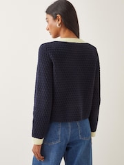Monsoon Blue Nancy Smart Waffle Knit Cardigan - Image 3 of 5