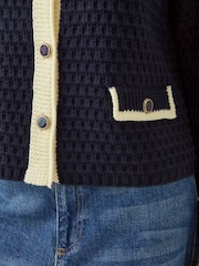 Monsoon Blue Nancy Smart Waffle Knit Cardigan - Image 4 of 5