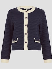 Monsoon Blue Nancy Smart Waffle Knit Cardigan - Image 5 of 5