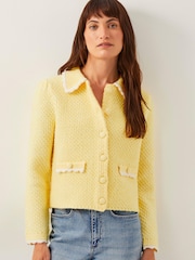 Monsoon Yellow Nina Scalloped Collar Cardigan - Image 1 of 4