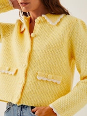 Monsoon Yellow Nina Scalloped Collar Cardigan - Image 3 of 4