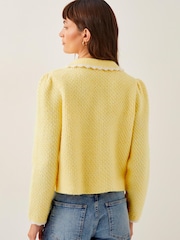Monsoon Yellow Nina Scalloped Collar Cardigan - Image 4 of 4
