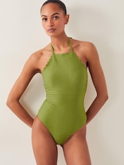 Monsoon Green Alina Scallop Halter Swimsuit - Image 1 of 4