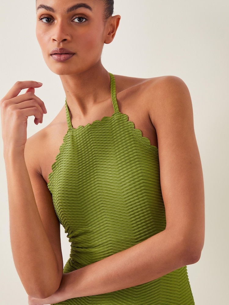 Monsoon Green Alina Scallop Halter Swimsuit - Image 2 of 4