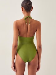 Monsoon Green Alina Scallop Halter Swimsuit - Image 3 of 4