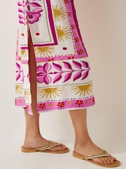 Monsoon Pink Tina Summer Floral Print Maxi Kaftan Dress - Image 4 of 5