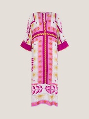 Monsoon Pink Tina Summer Floral Print Maxi Kaftan Dress - Image 5 of 5