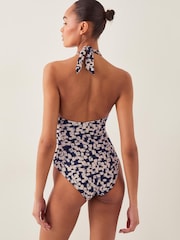 Monsoon Black Alwena Abstract Print Halter Swimsuit - Image 3 of 5