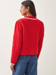 Monsoon Red Nina Scalloped Collar Cardigan - Image 3 of 5
