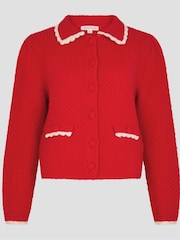 Monsoon Red Nina Scalloped Collar Cardigan - Image 5 of 5