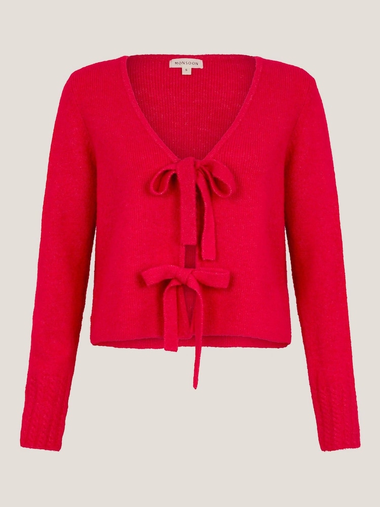 Monsoon Red Tina Tie Front Cardigan - Image 6 of 6