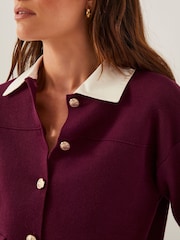 Monsoon Red Nyla Knit Shirt Cardigan - Image 4 of 4