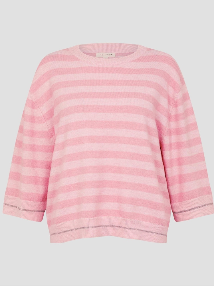 Pink - Monsoon Sammi Stripe Crop Sleeve Jumper - Bild 5 von 5 Pink - Monsoon Sammi Stripe Crop Sleeve Jumper - Bild 5 von 5