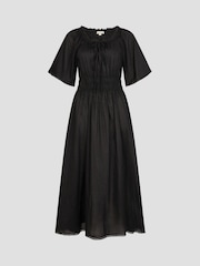 Monsoon Black Nora Short Sleeve 100% Cotton Midi Dress - Image 5 of 5