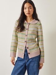 Monsoon Green Fawn Fair Isle Pattern Cardigan - Image 1 of 5