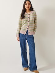 Monsoon Green Fawn Fair Isle Pattern Cardigan - Image 2 of 5