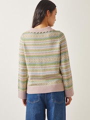 Monsoon Green Fawn Fair Isle Pattern Cardigan - Image 3 of 5