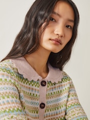 Monsoon Green Fawn Fair Isle Pattern Cardigan - Image 4 of 5