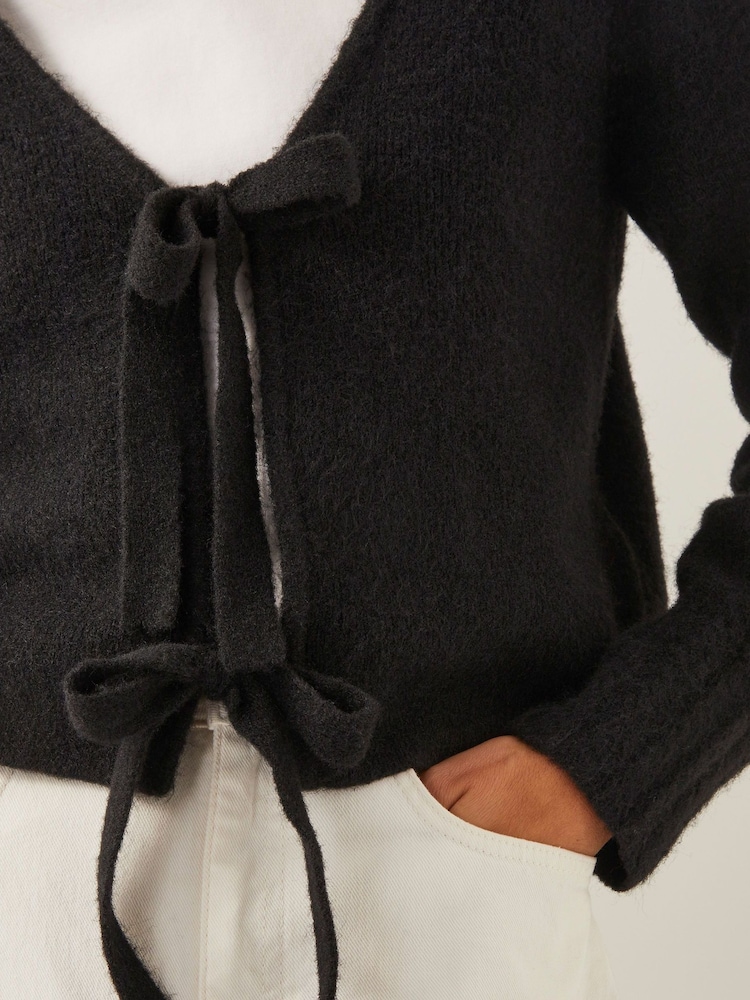 Monsoon Black Tina Tie Front Cardigan - Image 4 of 5