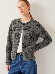 Monsoon Grey Jess Jacquard Cardigan - Image 1 of 5