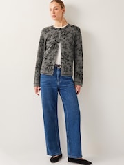 Monsoon Grey Jess Jacquard Cardigan - Image 2 of 5