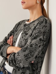 Monsoon Grey Jess Jacquard Cardigan - Image 4 of 5
