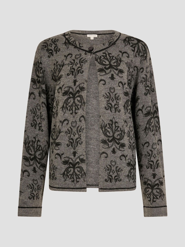 Monsoon Grey Jess Jacquard Cardigan - Image 5 of 5