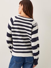 Monsoon Blue Lou Lace Stripe Jumper - Image 3 of 4