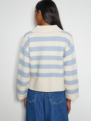 Monsoon Blue Shay Stripe Collar Jumper - Image 3 of 6