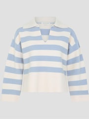Monsoon Blue Shay Stripe Collar Jumper - Image 6 of 6