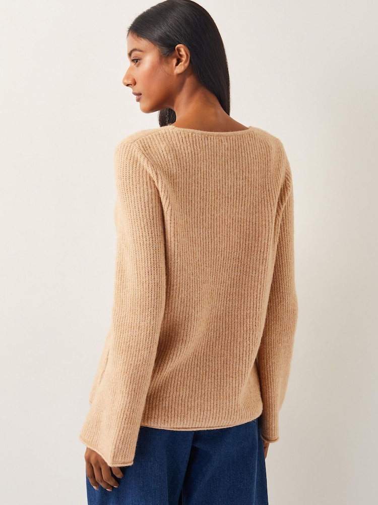 Monsoon Brown Sula V-Neck Double Breasted Cardigan - Image 3 of 5