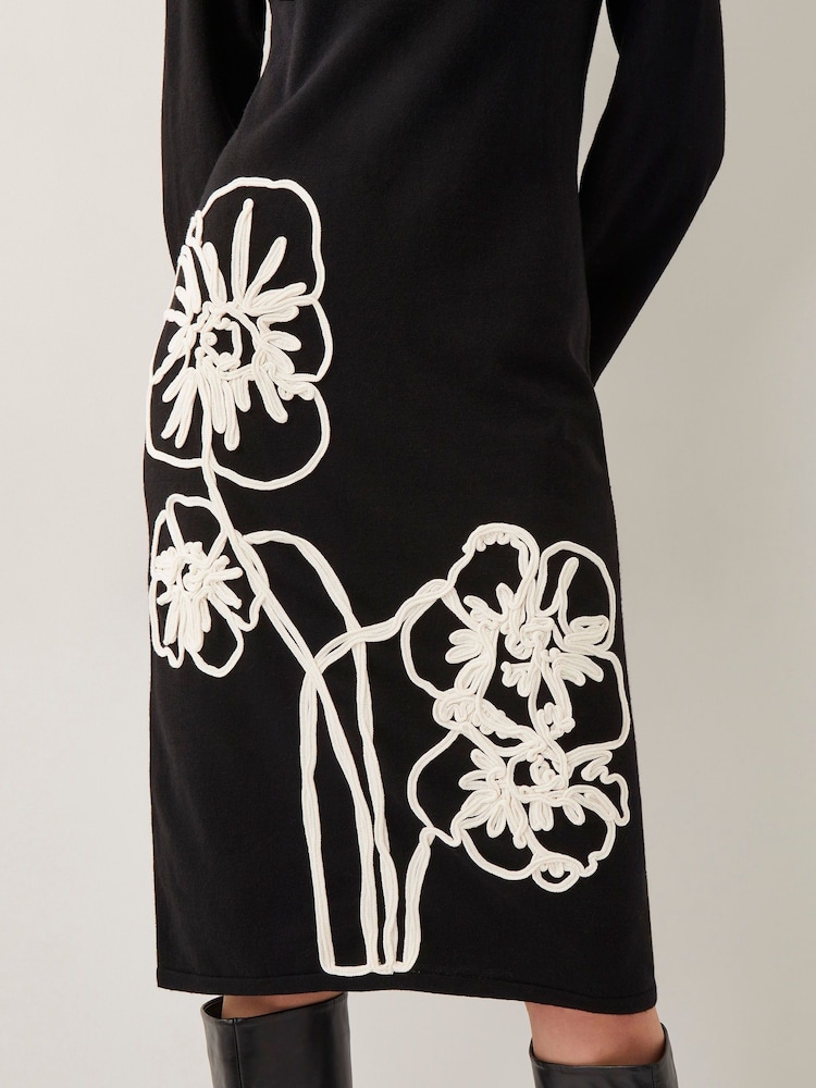 Buy Monsoon Black Cee Cornelli Embroidered Knit Dress from Next USA