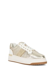 Dune London Gold Emeelia Gold Clip Lace Up Sport Trainers - Image 2 of 6