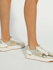 Dune London Gold Emeelia Gold Clip Lace Up Sport Trainers - Image 6 of 6