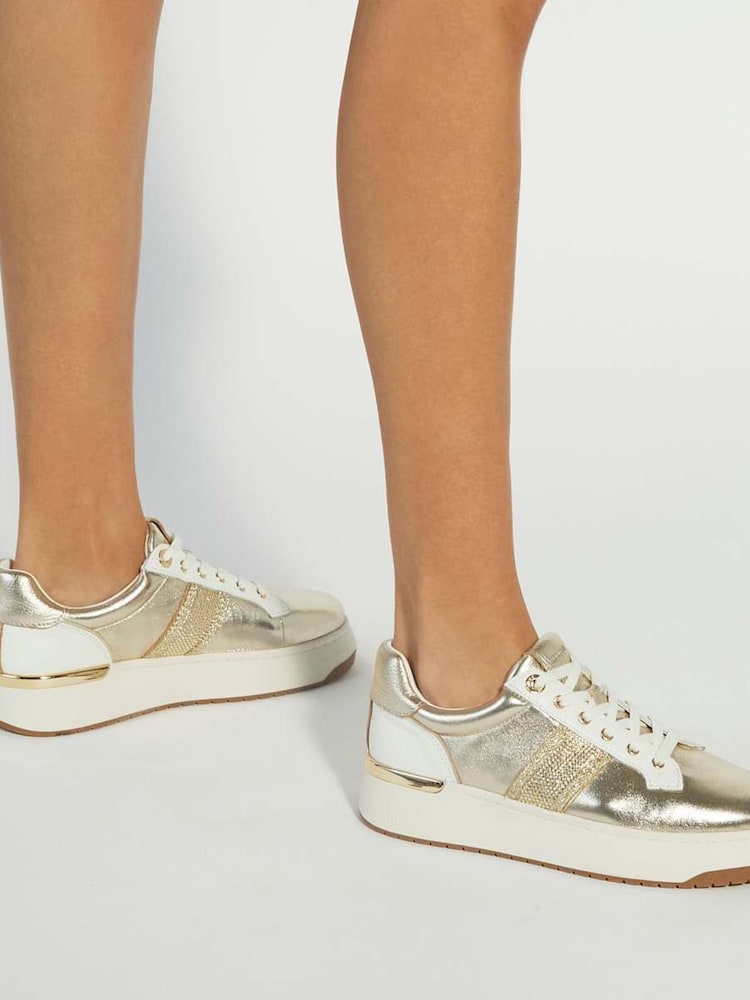Dune London Gold Emeelia Gold Clip Lace Up Sport Trainers - Image 6 of 6