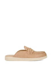 Dune London Cream Gracious Backless Branded Trim Loafers - Image 1 of 6