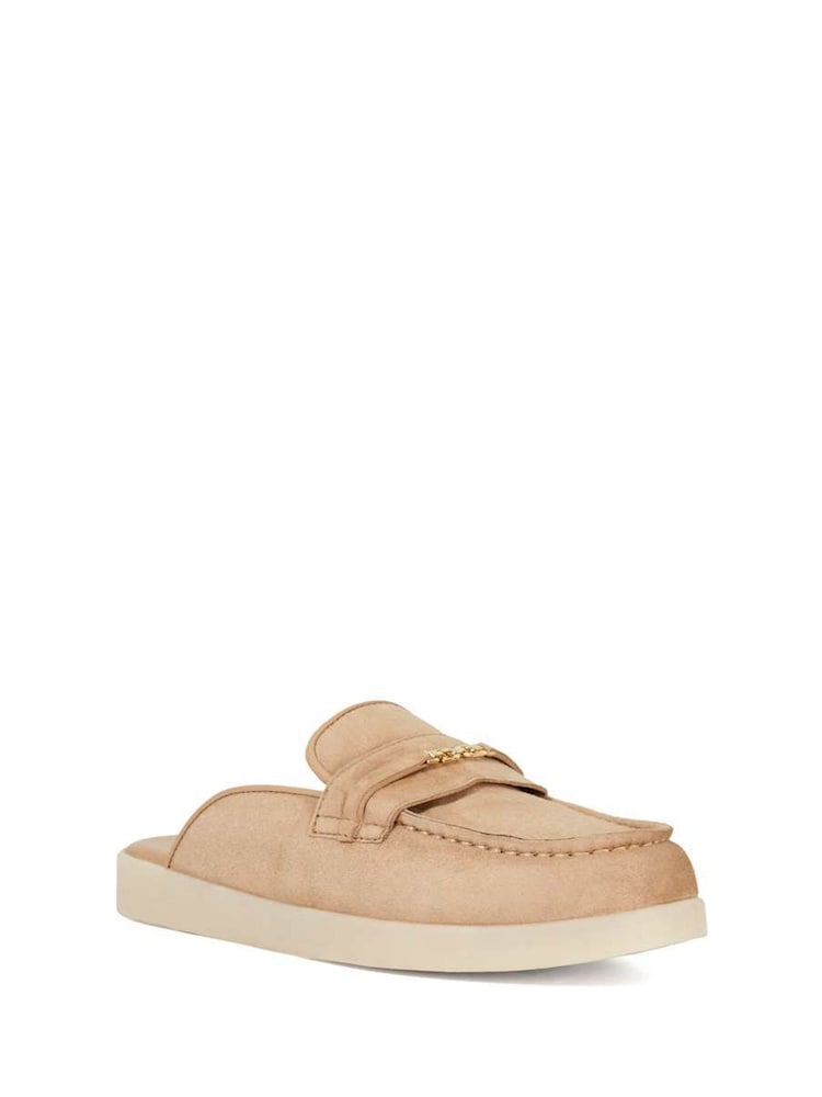Dune London Cream Gracious Backless Branded Trim Loafers - Image 2 of 6