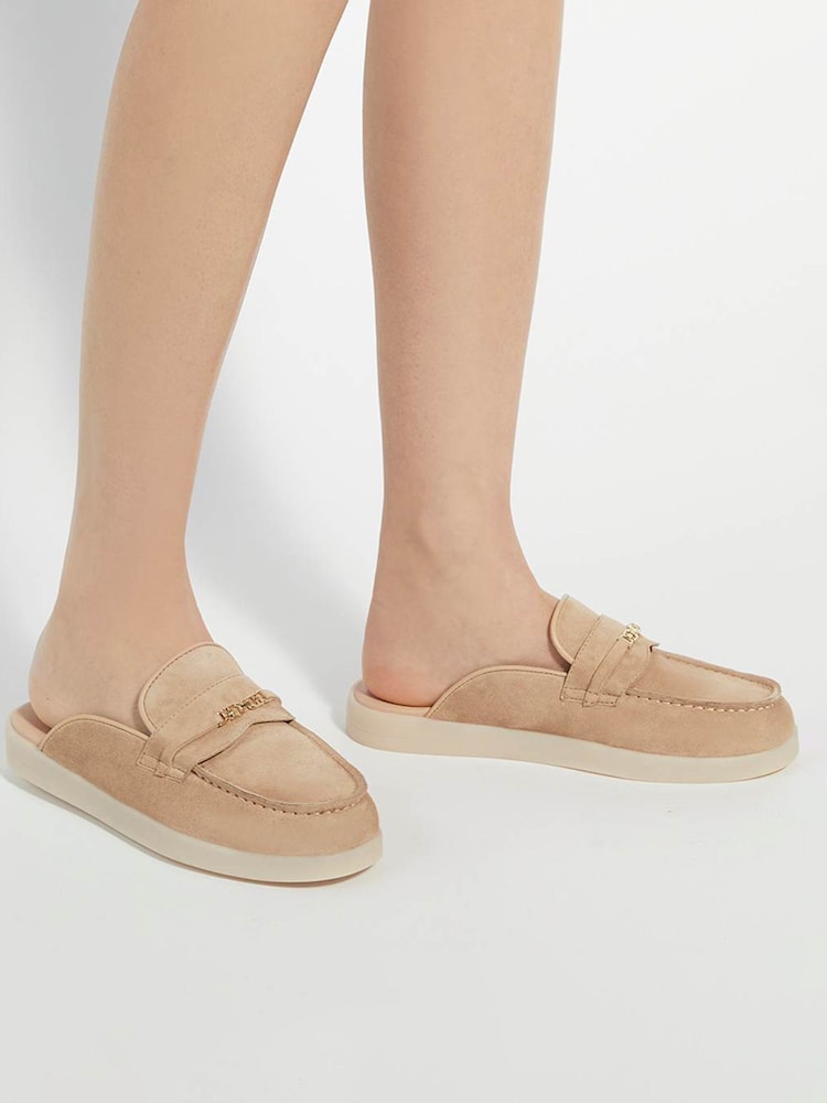 Dune London Cream Gracious Backless Branded Trim Loafers - Image 6 of 6