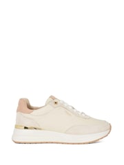 Dune London Cream Emotion Gold Clip Lace Up Runner Trainers - Image 1 of 5
