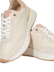 Dune London Cream Emotion Gold Clip Lace Up Runner Trainers - Image 5 of 5
