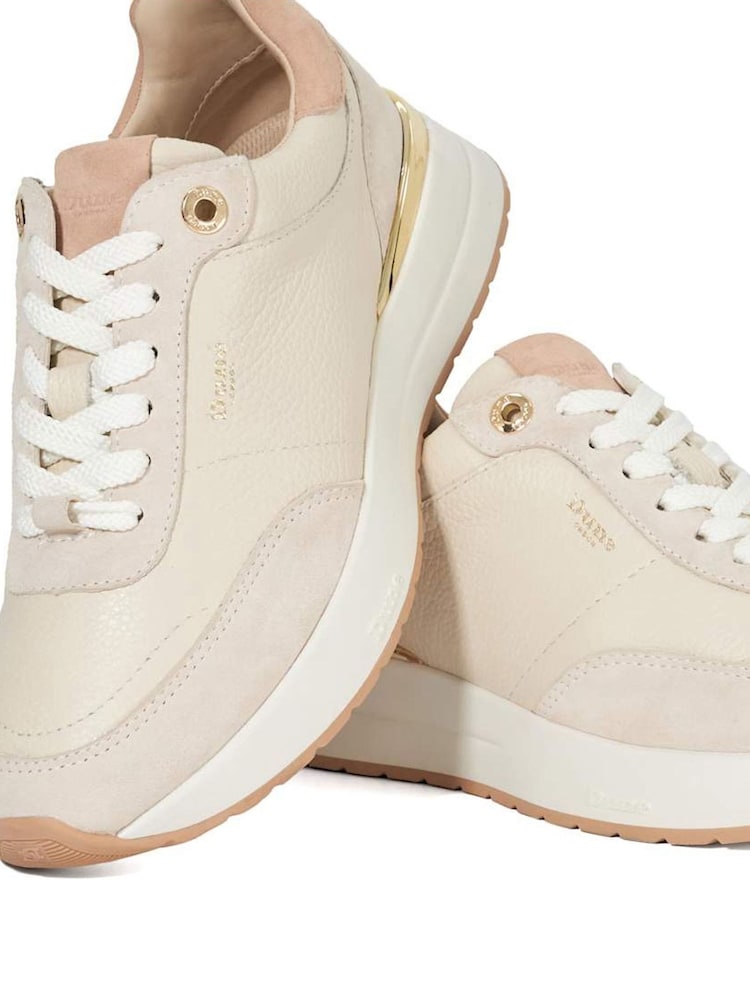 Dune London Cream Emotion Gold Clip Lace Up Runner Trainers - Image 5 of 5