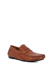 Dune London Brown Bradlay Woven Saddle Driver Loafers - Image 3 of 6