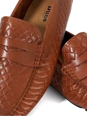 Dune London Brown Bradlay Woven Saddle Driver Loafers - Image 6 of 6