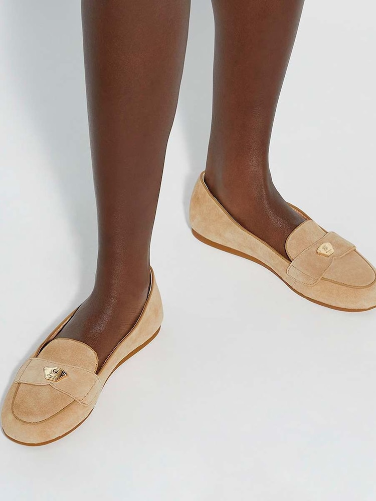 Dune London Cream Gina Metal Trim Soft Loafers - Image 1 of 6