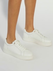 Dune London White Emeelia Gold Clip Lace Up Sport Trainers - Image 1 of 6
