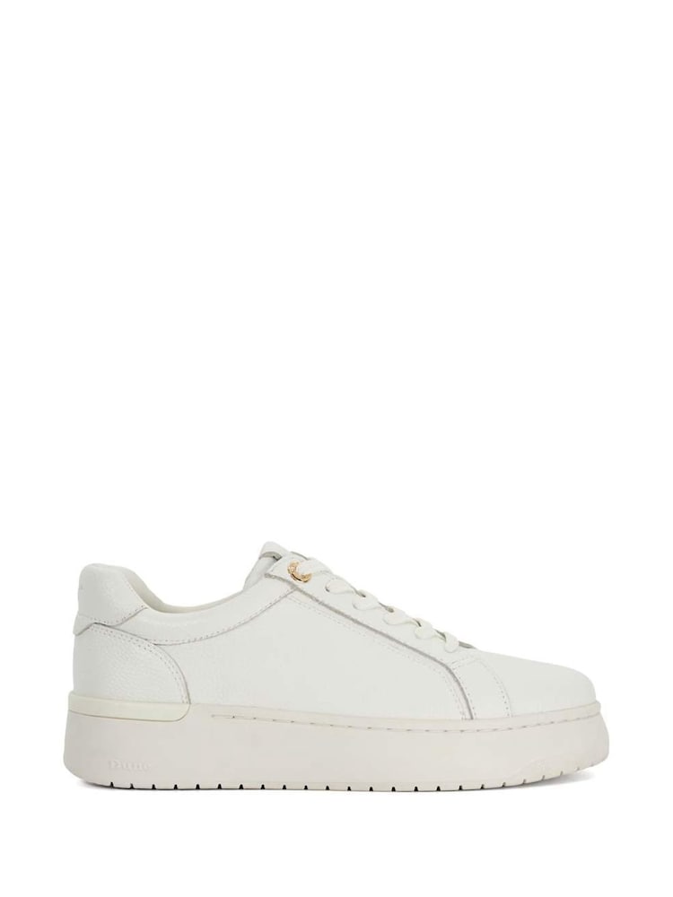 Dune London White Emeelia Gold Clip Lace Up Sport Trainers - Image 2 of 6
