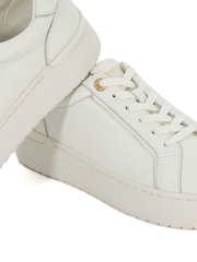 Dune London White Emeelia Gold Clip Lace Up Sport Trainers - Image 5 of 6