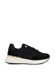 Dune London Black Emotion Gold Clip Lace Up Runner Trainers - Image 2 of 6